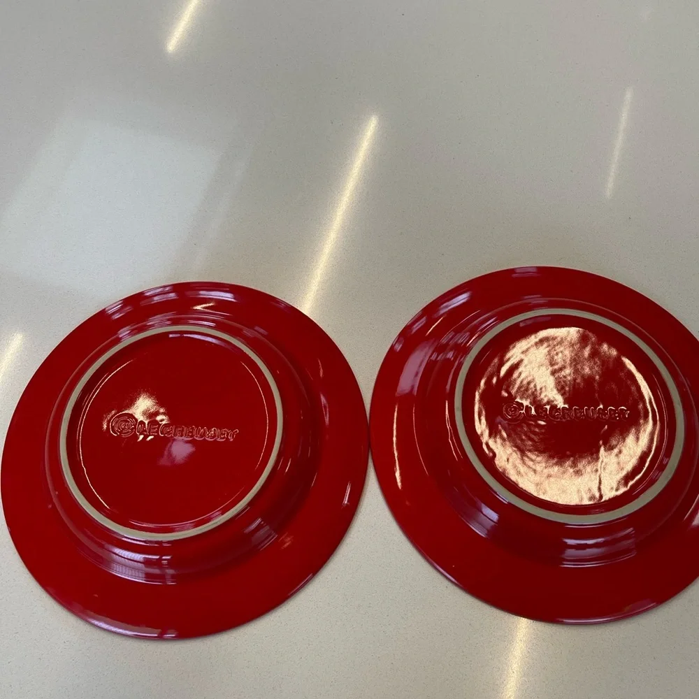 Set of 2 Le Creuset red Cerise 10” Pasta/cereal Bowls, beautiful!_5